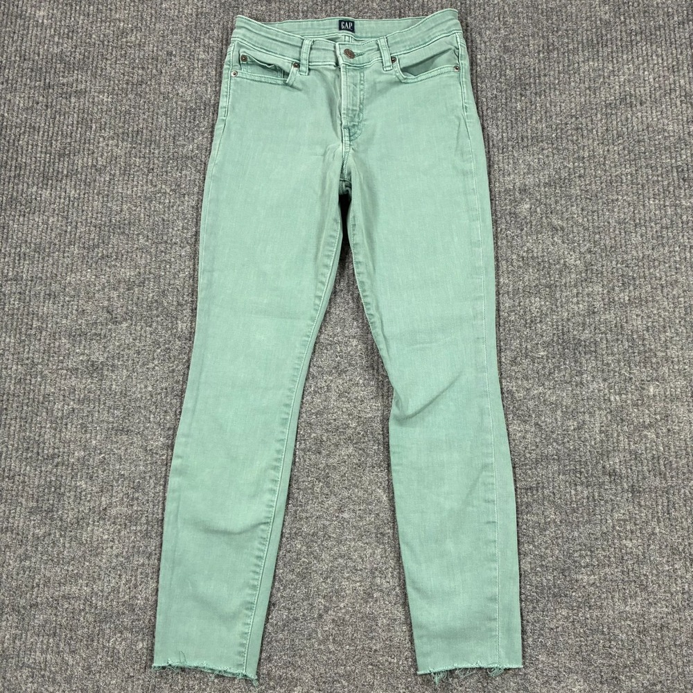 GAP Denim Womens Legging Jeans Size 25 Mint Green Raw Hem Skinny Low Rise